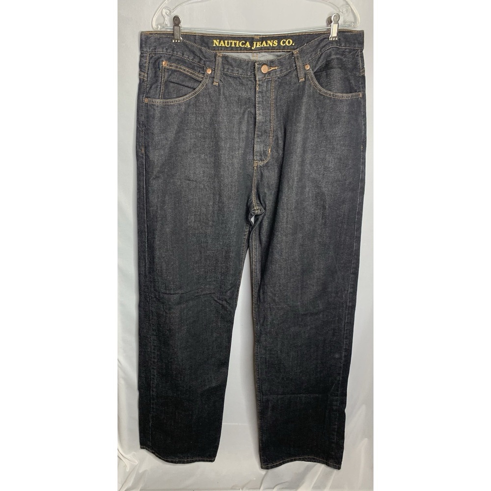 Mens 36x34 Nautica Baggy Loose Jeans Y2K Skater Grunge‎ Dark Wash Jeans